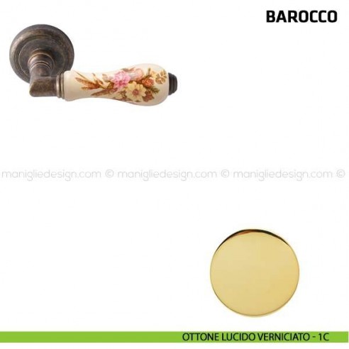 Maniglia per porta Barocco Comit porcellana avorio spiga di grano ottone lucido verniciato