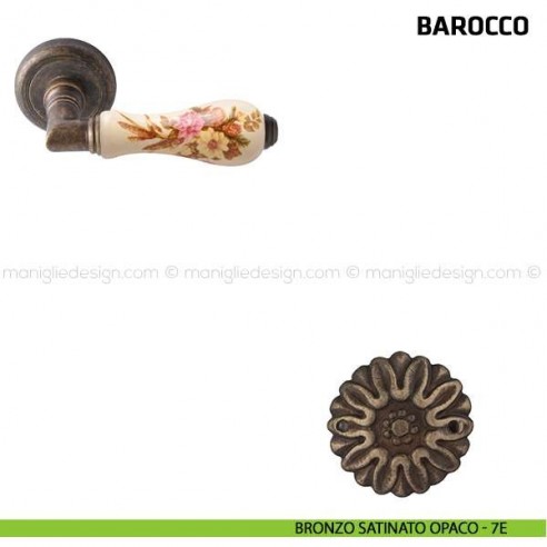 Maniglia per porta Barocco Comit porcellana avorio spiga di grano bronzo satinato opaco