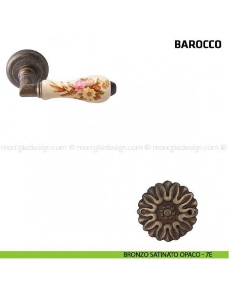 Maniglia per porta Barocco Comit porcellana avorio spiga di grano bronzo satinato opaco