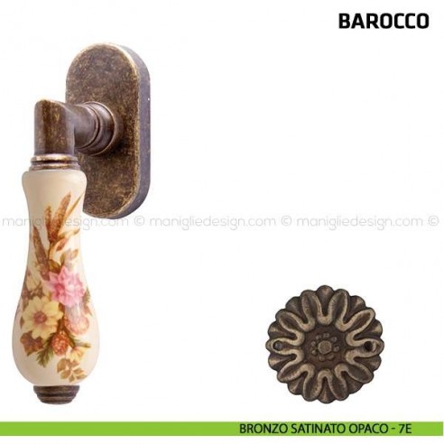 Maniglia per finestra martellina DK Barocco Comit porcellana avorio spiga di grano bronzo satinato opaco