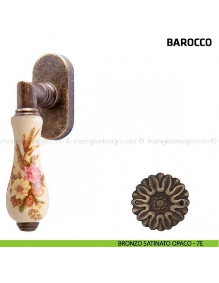 Maniglia per finestra martellina DK Barocco Comit porcellana avorio spiga di grano bronzo satinato opaco