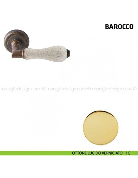 Maniglia per porta Barocco Comit porcellana avorio cracklè ottone lucido verniciato