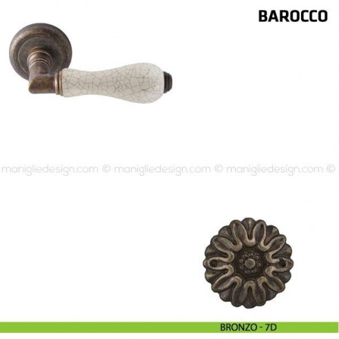 Maniglia per porta Barocco Comit porcellana avorio cracklè bronzo