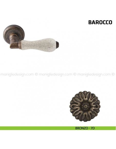 Maniglia per porta Barocco Comit porcellana avorio cracklè bronzo