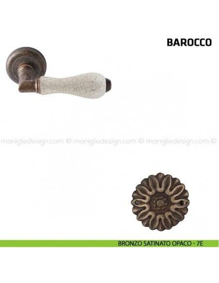 Maniglia per porta Barocco Comit porcellana avorio cracklè bronzo satinato opaco