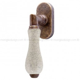 Maniglia per finestra martellina DK Barocco Comit porcellana avorio cracklè