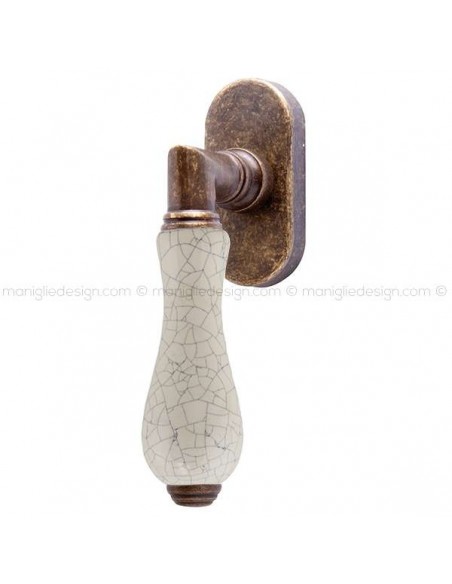 Maniglia per finestra martellina DK Barocco Comit porcellana avorio cracklè