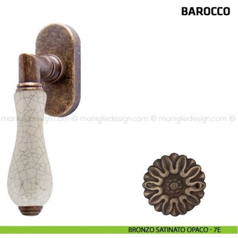 Maniglia per finestra martellina DK Barocco Comit porcellana avorio cracklè bronzo satinato opaco