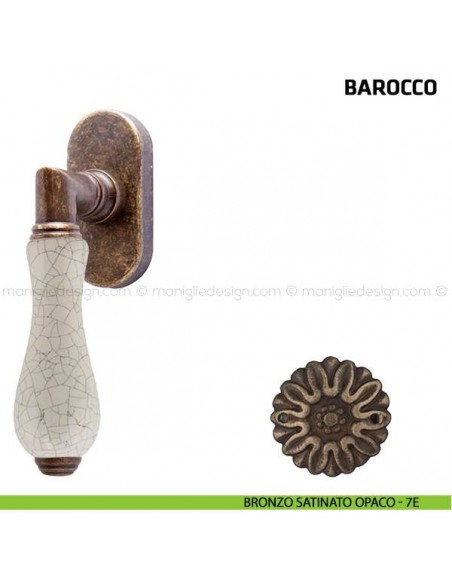 Maniglia per finestra martellina DK Barocco Comit porcellana avorio cracklè bronzo satinato opaco