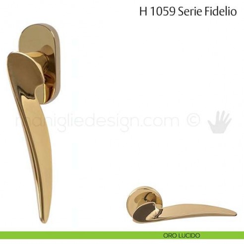 Maniglia per finestra martellina DK H 1059 Fidelio Valli & Valli oro lucido