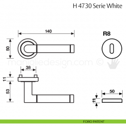 Maniglia per porta H 4730 White Valli & Valli 2