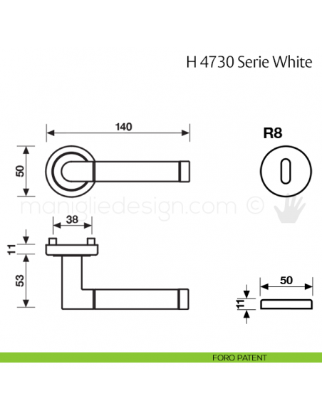 Maniglia per porta H 4730 White Valli & Valli foro patent