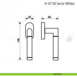 Maniglia per finestra martellina DK H 4730 White Valli & Valli 2