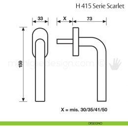 Maniglia per finestra martellina DK H 415 Scarlet Valli & Valli 2