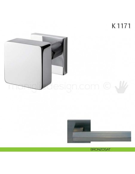 Pomolo per porta K 1171 girevole Valli & Valli con rosetta fine bronzsat