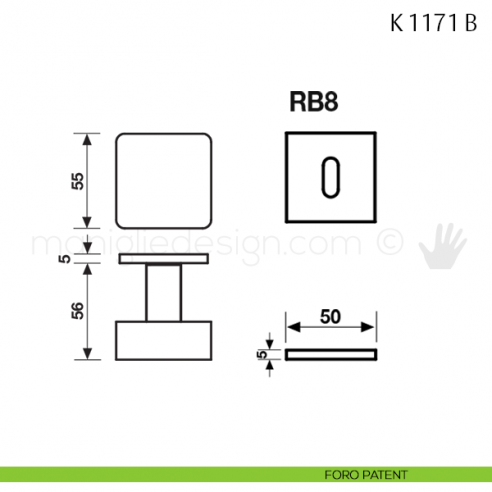 Pomolo per porta K 1171 girevole Valli & Valli con rosetta fine foro patent