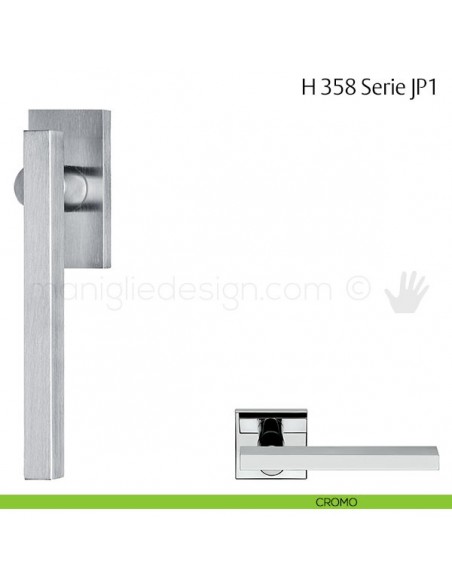 Maniglia per finestra martellina DK H 358 JP1 Fusital con rosetta fine cromo