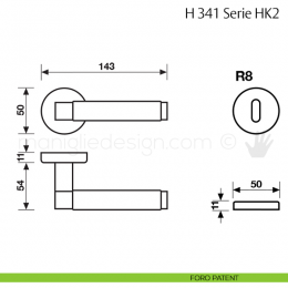 Maniglia per porta H 341 HK2 Fusital 2
