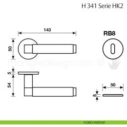 Maniglia per porta H 341 HK2 Fusital con rosetta fine 2