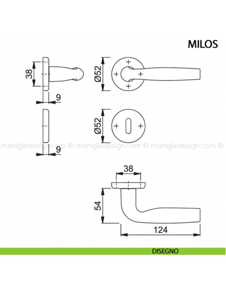 Maniglia per porta Milos Hoppe alluminio satinato disegno