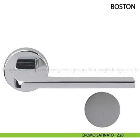 Maniglia per porta Boston Comit con rosetta tonda cromo satinato