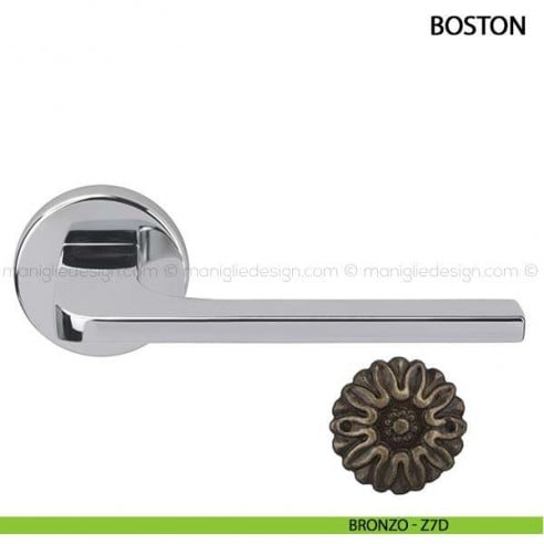 Maniglia per porta Boston Comit con rosetta tonda bronzo