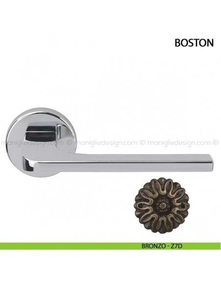 Maniglia per porta Boston Comit con rosetta tonda bronzo
