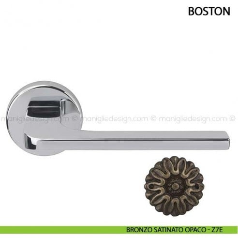 Maniglia per porta Boston Comit con rosetta tonda bronzo satinato opaco