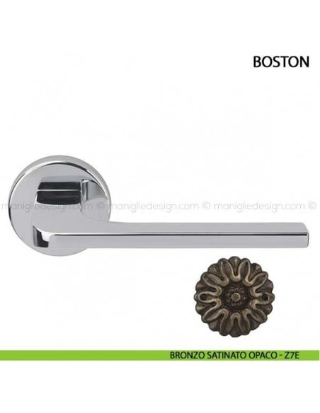 Maniglia per porta Boston Comit con rosetta tonda bronzo satinato opaco