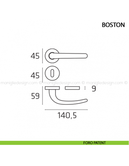 Maniglia per porta Boston Comit con rosetta tonda foro patent