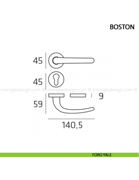 Maniglia per porta Boston Comit con rosetta tonda foro yale