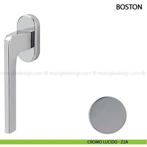 Maniglia per finestra martellina DK Boston Comit con rosetta ovale cromo lucido