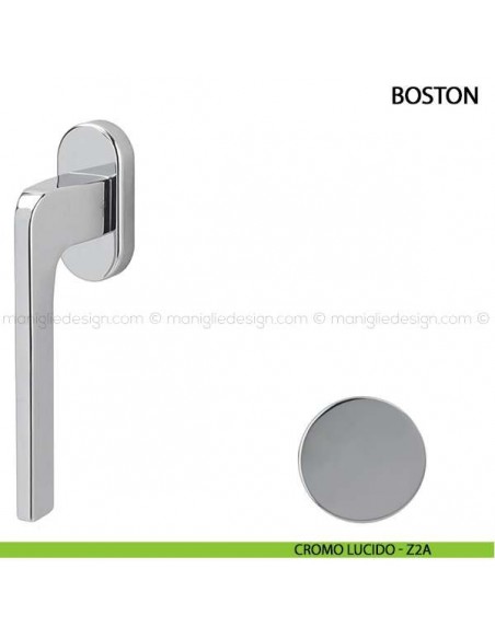 Maniglia per finestra martellina DK Boston Comit con rosetta ovale cromo lucido