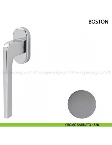 Maniglia per finestra martellina DK Boston Comit con rosetta ovale cromo satinato