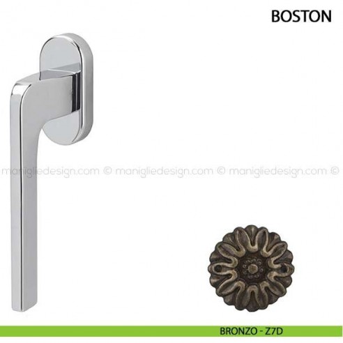 Maniglia per finestra martellina DK Boston Comit con rosetta ovale bronzo