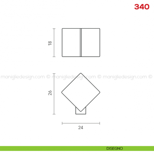 Pomello per mobile 340 Mital disegno