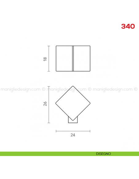 Pomello per mobile 340 Mital disegno