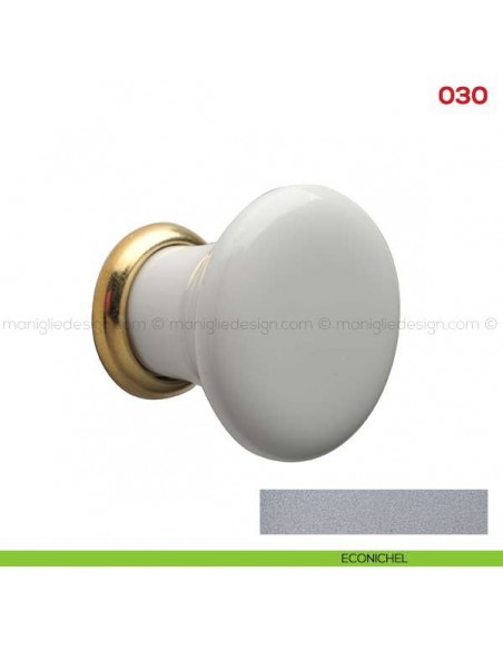 Pomolo in ceramica bianca per mobile Mital 030 econichel