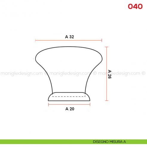 Pomolo in ceramica bianca con fiore blu per mobile Mital 040 disegno misura A