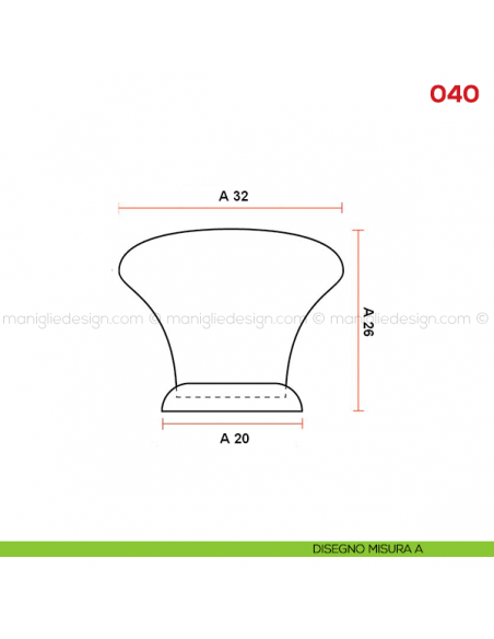 Pomolo in ceramica bianca con fiore blu per mobile Mital 040 disegno misura A