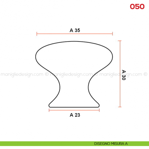 Pomolo in ceramica bianca per mobile Mital 050 disegno misura A