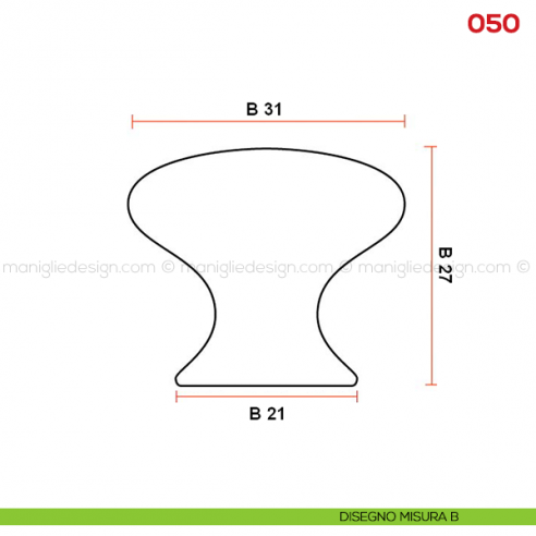 Pomolo in ceramica bianca per mobile Mital 050 disegno misura B