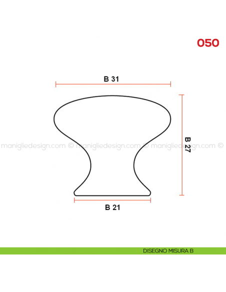 Pomolo in ceramica bianca per mobile Mital 050 disegno misura B