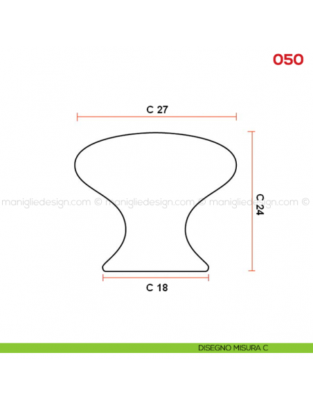 Pomolo in ceramica bianca per mobile Mital 050 disegno misura C