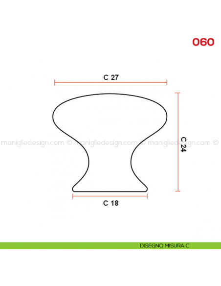Pomolo in ceramica bianca con fiore colorato per mobile Mital 060 disegno misura C