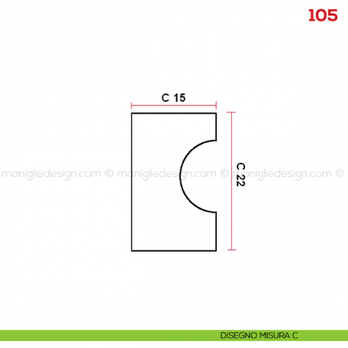 Pomolo per mobile 105 Mital disegno misura C