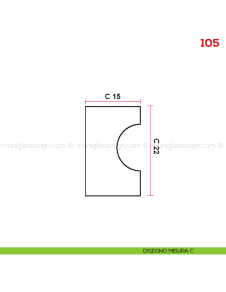 Pomolo per mobile 105 Mital disegno misura C