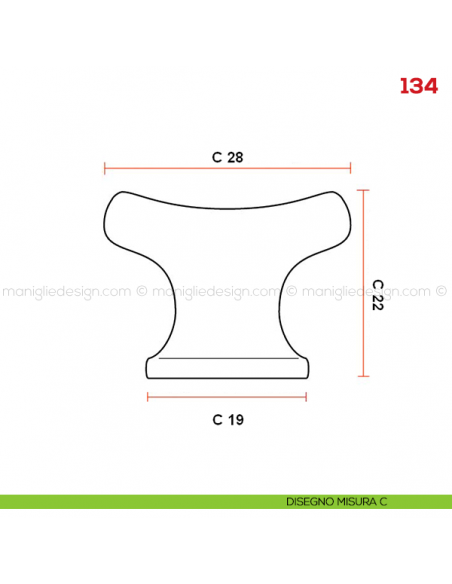 Pomolo in legno per mobile Mital 134 disegno misura C