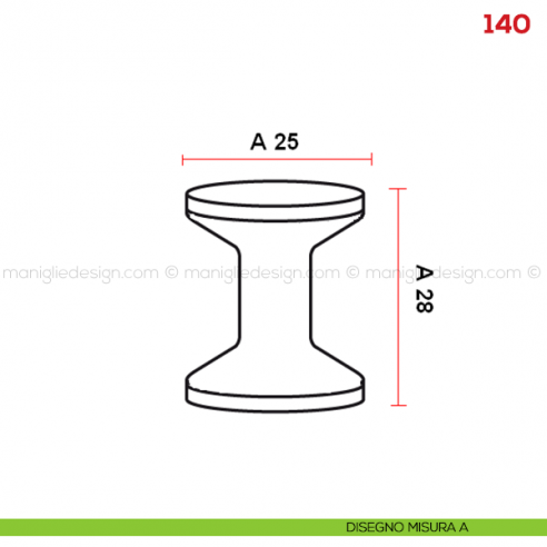 Pomolo per mobile 140 Mital disegno misura A