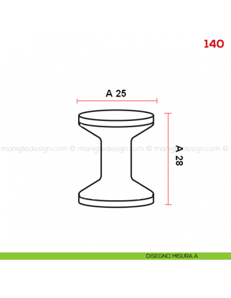 Pomolo per mobile 140 Mital disegno misura A